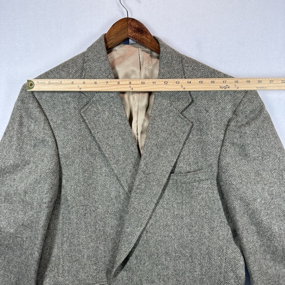 Lands' End Blazer Mens 44L‎ Herringbone Wool Sport Coat USA Made Classic - Picture 12 of 16